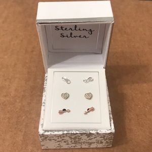 Sterling Silver Earring set Heart, Arrow, infinity